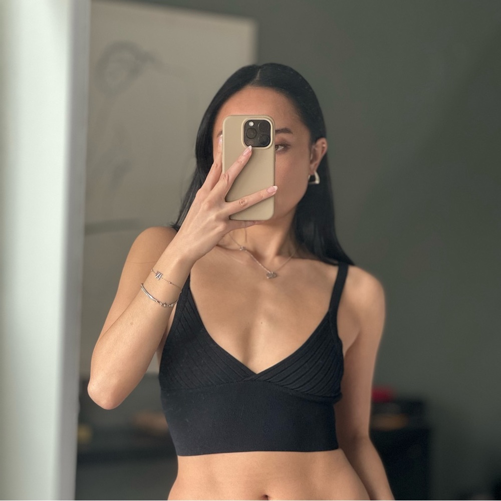 Zara black knit bralette crop tank top